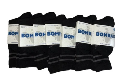 Meias BOMBAS Femininas S (EUA 4-7.5) Logotipo Preto Cinza Listrado Bezerro NOVO Lote De 7 - Imagem 1 de 4