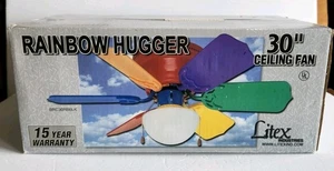 Litex 30" Ceiling Fan Rainbow Hugger BRC30RB6LK NOS Sealed Box Multicolor Blades - Picture 1 of 14