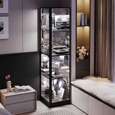 LEDLights Glass Doors Display Cabinet 4-Tier Glass Display Case for Toys - Изображение 1 из 4