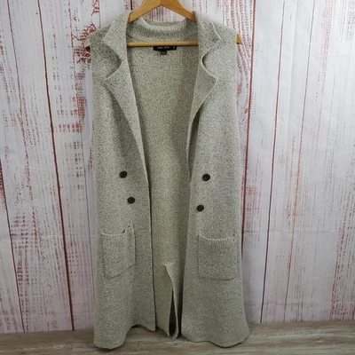 Love Tree Sweater Vest Womens Large Gray Long Knit Double Breasted Pockets Cozy - Image 1 of 4