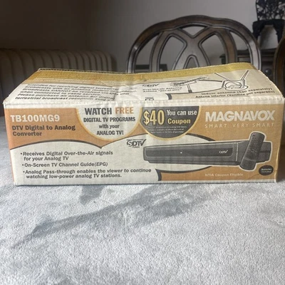 Magnavox DTV Digital To Analog TV Converter TB100MW9 w/ Remote New, Open Box - Image 1 of 4