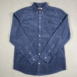Carhartt Long Sleeve Madison Fine Cord Shirt Men Sz M Hudson Blue/Black Corduroy - Picture 1 of 14