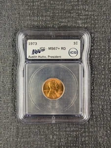 1973 MS 67+ RD  Lincoln Memorial One Cent 1c Rare Coin - ICG Hutto White Label - Picture 1 of 4