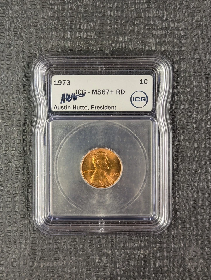 1973 MS 67+ RD  Lincoln Memorial One Cent 1c Rare Coin - ICG Hutto White Label - Image 1 of 4
