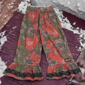 Matilda Jane Floral Big Ruffles Western Boho Flare Pull on Pants Girl's Size 10 - Picture 1 of 12