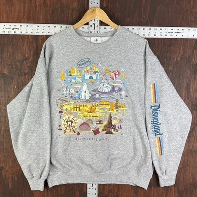 Disneyland Y2K Retro Crewneck Sweatshirt Discovered The Magic Gray Unisex Large - Image 1 of 4