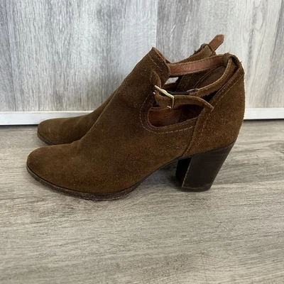 Botines de gamuza Frye Meghan de tacón ancho para mujer 6,5 marrón rústico country western Foto 1 de 4