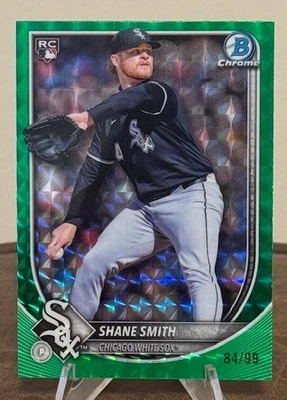 2025 Bowman Chrome Baseball SHANE SMITH #52 Rookie Green Geometric Refractor /99 - Image 1 of 2