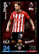 Match Attax 2018/19 EXTRA - Southampton Danny Ings (Extra Boost) No. UC24