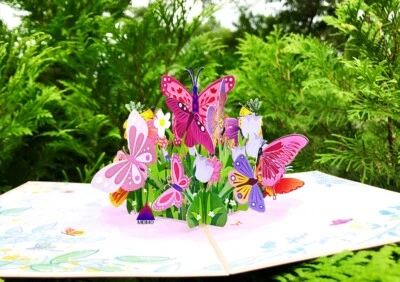 Tarjeta Pop Up 3D Mariposa Cumpleaños Mamá Madre Gracias San Valentín Amor Primavera Foto 1 de 4