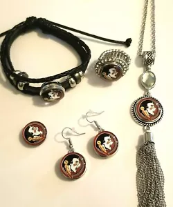 Anillo elástico, pendientes, pulsera, collar de joyería a presión del estado de Florida Seminoles - Imagen 1 de 10