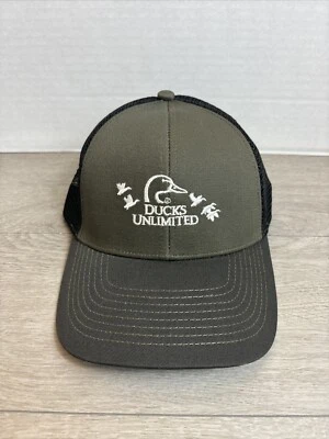 DUCKS UNLIMITED Olive Green Black Hat  Mesh Back Adjustable Hunting NEW - Image 1 of 4