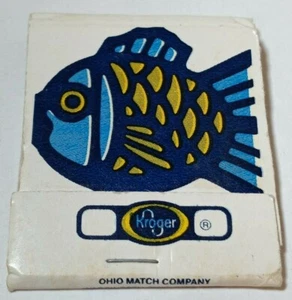 KROGER Brand Grocery Stores Blue Gold Fish Groceries Vintage Collector Matchbook - Picture 1 of 3