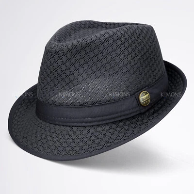 Sombrero Fedora de Malla Ligero Porkpie Verano Clásico Trilby Playa Cubana Gorra para Sol Foto 1 de 4
