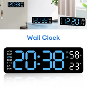 LED Digital Wall Clock Wall Time Temperature Humidity Display Electronic Display - Picture 1 of 17