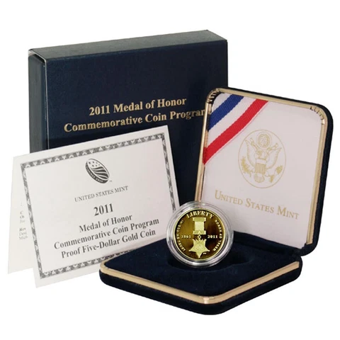 USA Medal of Honor Commemorative $5 2011 W Proof Gold Cover