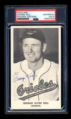 GEORGE KELL SIGNED 1956-57 BALTIMORE ORIOLES TEAM POSTCARD PSA/DNA AUTOGRAPHED - Image 1 of 2