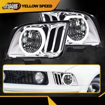 Lente transparente halo faros lámparas cromadas aptas para Ford Mustang 2005-2009 Foto 1 de 4