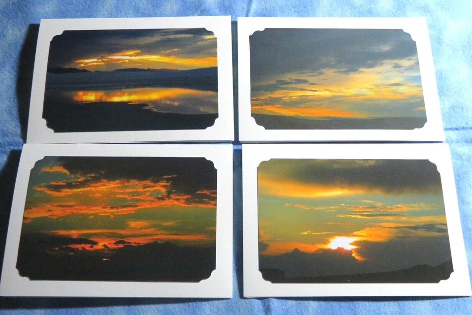 4 SYMPATHY Sunset Photo Greeting Cards, 5X7 cards, Those we love poem - Image 1 of 4