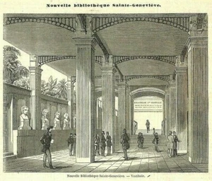 PARIS / NOUVELLE BIBLIOTHEQUE SAINTE-GENEVIEVE / GRAVURE ENGRAVING 1851 - Picture 1 of 1