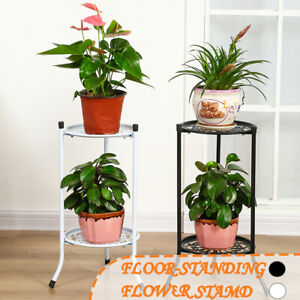 2 Tier Metal Plant Flower Pot Holder Stand Bonsai Display Rack Planter Shelf UK