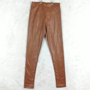 Shinestar Womens Pants Faux Leather Legging High Waist Tummy Tuck Brown S New - Picture 1 of 11