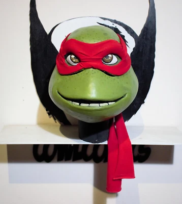 Raphael Mask Teenage Mutant Ninja Turtles Latex Cowl Cosplay Costume Prop - Image 1 of 4