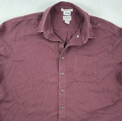 LL Bean Shirt Men's 2XL Houndstooth Wicked Good Flannel Traditional Burgundy XXL - Image 1 of 4