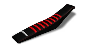 Beta RR125 LC 2010-2020 Ribbed Gripper Sitzbankbezug Schwarz Rot - Afbeelding 1 van 14