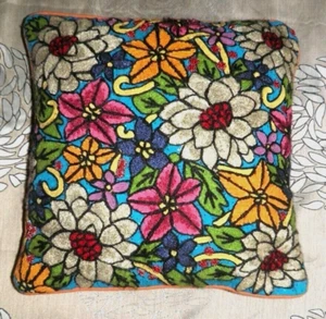 Pier 1 Imports Multicolored Floral Embroidered Felt Throw Pillow Zippered - Picture 1 of 3