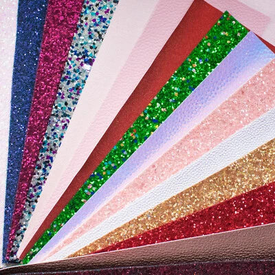 Mixed Fabrics Scrap Pack - Chunky Glitter Leatherettes - Bows & Crafts 100g