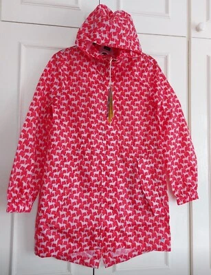 Joules Golightly Printed Waterproof Packaway Jacket- Red Dog 🐕 - UK 🇬🇧 8  - Image 1 of 4