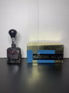 Vintage Bates 6 Wheel Standard Movement Numbering Machine w/ Box - Picture 1 of 12