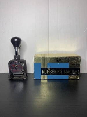 Vintage Bates 6 Wheel Standard Movement Numbering Machine w/ Box - Image 1 of 4