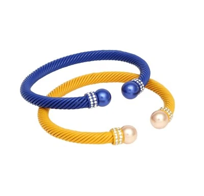 Brazalete Brazalete Clásico Sigma Gamma Rho Azul Amarillo Grueso Cable Trenzado 2 Piezas Foto 1 de 4