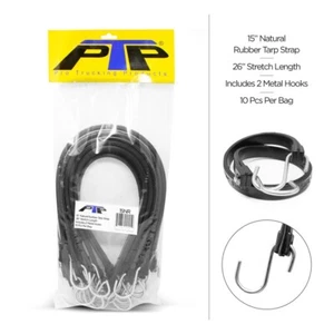 (50) 15" Natural Rubber Tie Down Strap Bungee Cords With S Hooks - Picture 1 of 5
