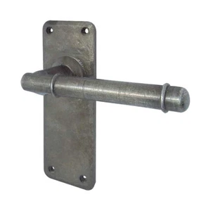 Juegos de manijas de puerta internas tradicionales de peltre con placa posterior de manijas de puerta de campanario - Imagen 1 de 4