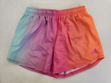 Adidas Girls Kids M 10-12 Shorts Multicolor Rainbow Tie Dye Pull On Liner Pink