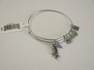 Pulsera Alex and Ani Tucán Pájaro Dije Logo Alambre Expandible Plata Nueva con Etiquetas Foto 1 de 2