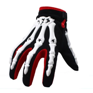 Outdoors Men Cycling Bike Motorcycle Skull Bone Skeleton Goth Full Finger Gloves - Picture 1 of 16