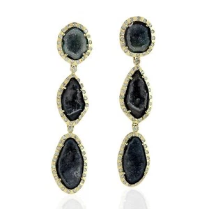 Orecchini pendenti goccia a strati geode con diamanti 1,21 ct oro giallo 18 carati - Foto 1 di 4
