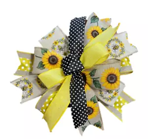 Sunflower & Bees Handmade Bow for Door Hanger, Mailbox, Wreath, Tree, Lantern - Picture 1 of 2