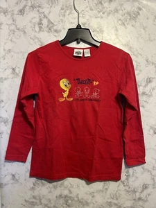 TWEETY BIRD Youth Large Shirt Long Sleeve Vintage 1995 WARNER KIDS Looney Tunes - Picture 1 of 14