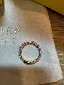 Authentic Kendra Scott Emery Pave Gold Ring - Size 6 - Picture 1 of 7