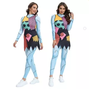 The Nightmare Before Christmas Cosplay Sally Costume Dress Jumpsuit - Picture 1 of 11