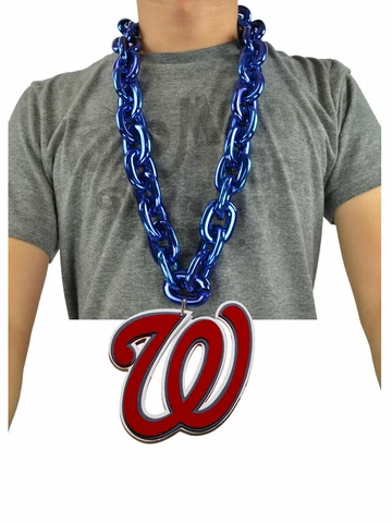 New MLB Washington Nationals BLUE Fan Chain Big Necklace Foam Cover