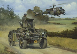 Tarjeta de vehículo militar Daimler Ferret Westland Scout coche helicóptero BAOR - Imagen 1 de 1