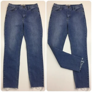 FREE PEOPLE Womens sz W28 Light/Medium Wash Raw Edge Hem High Rise Skinny Jeans - Picture 1 of 11