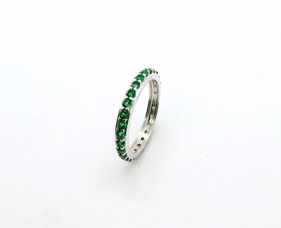 VERETTA CON ZIRCONI DA 2MM VERDE IN ARGENTO 925 RODIATO IN ORO BIANCO 18 KT - Immagine 1 di 1