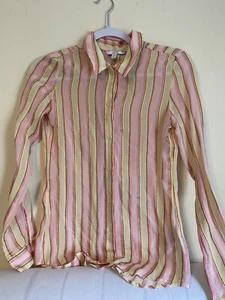 J Brand Elena Striped Long-Sleeve Button-Back Shirt Size XS - Picture 1 of 6